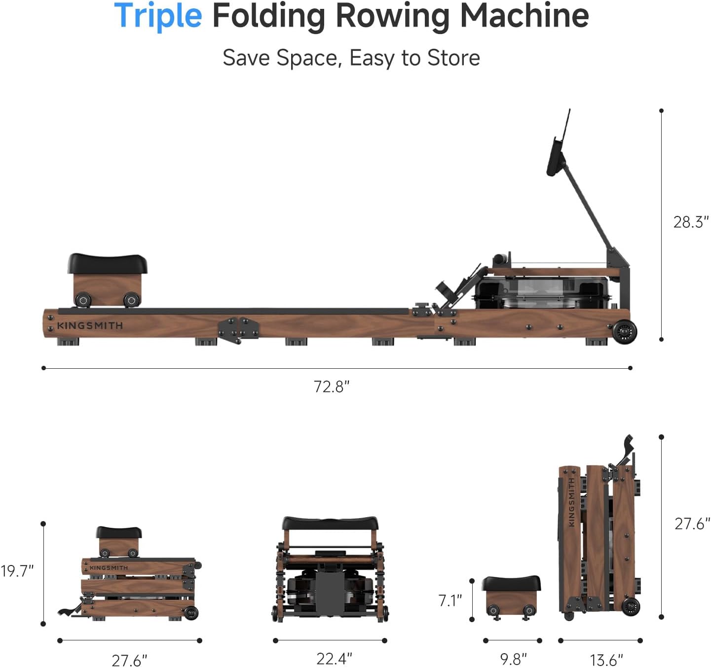 Water Resistance Rower Machine with 5 Levels